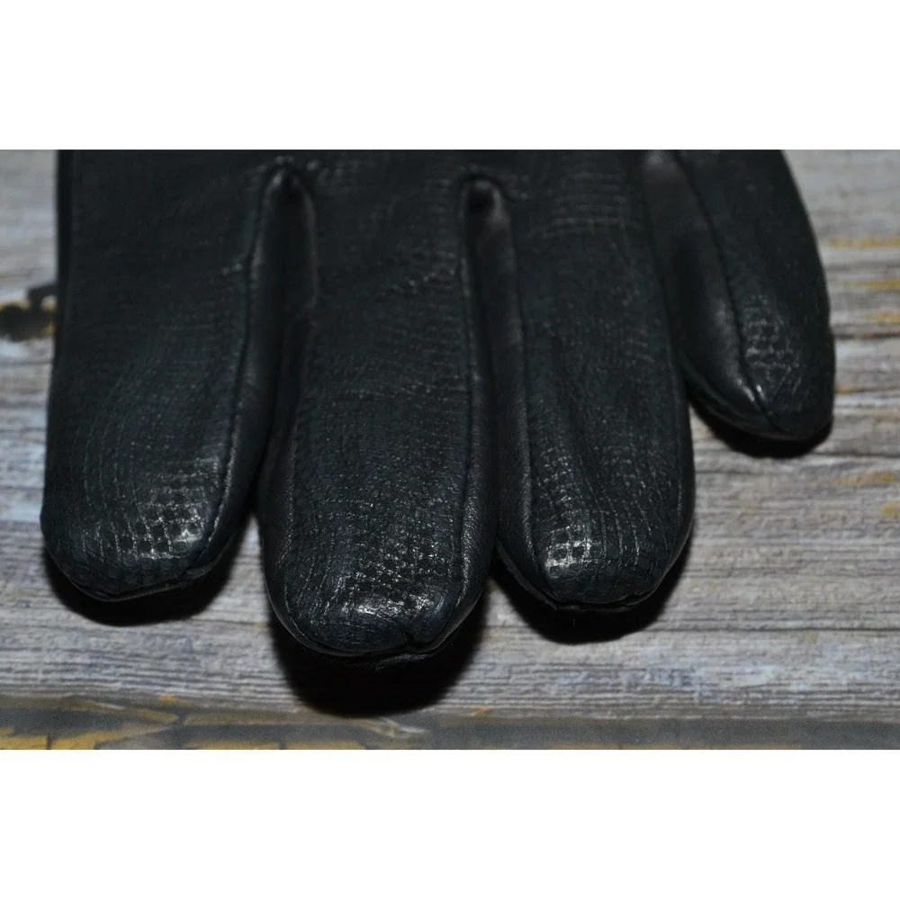 Cire Gloves Mens Large Black Faux Leather Textured Palm Lined Winter‎ Warm